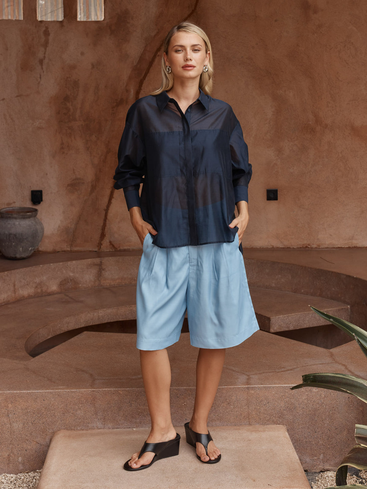 Sass Val Oversized Shirt - Navy