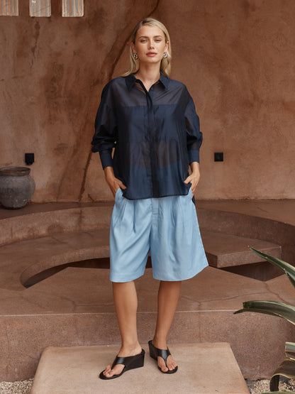 Sass Val Oversized Shirt - Navy