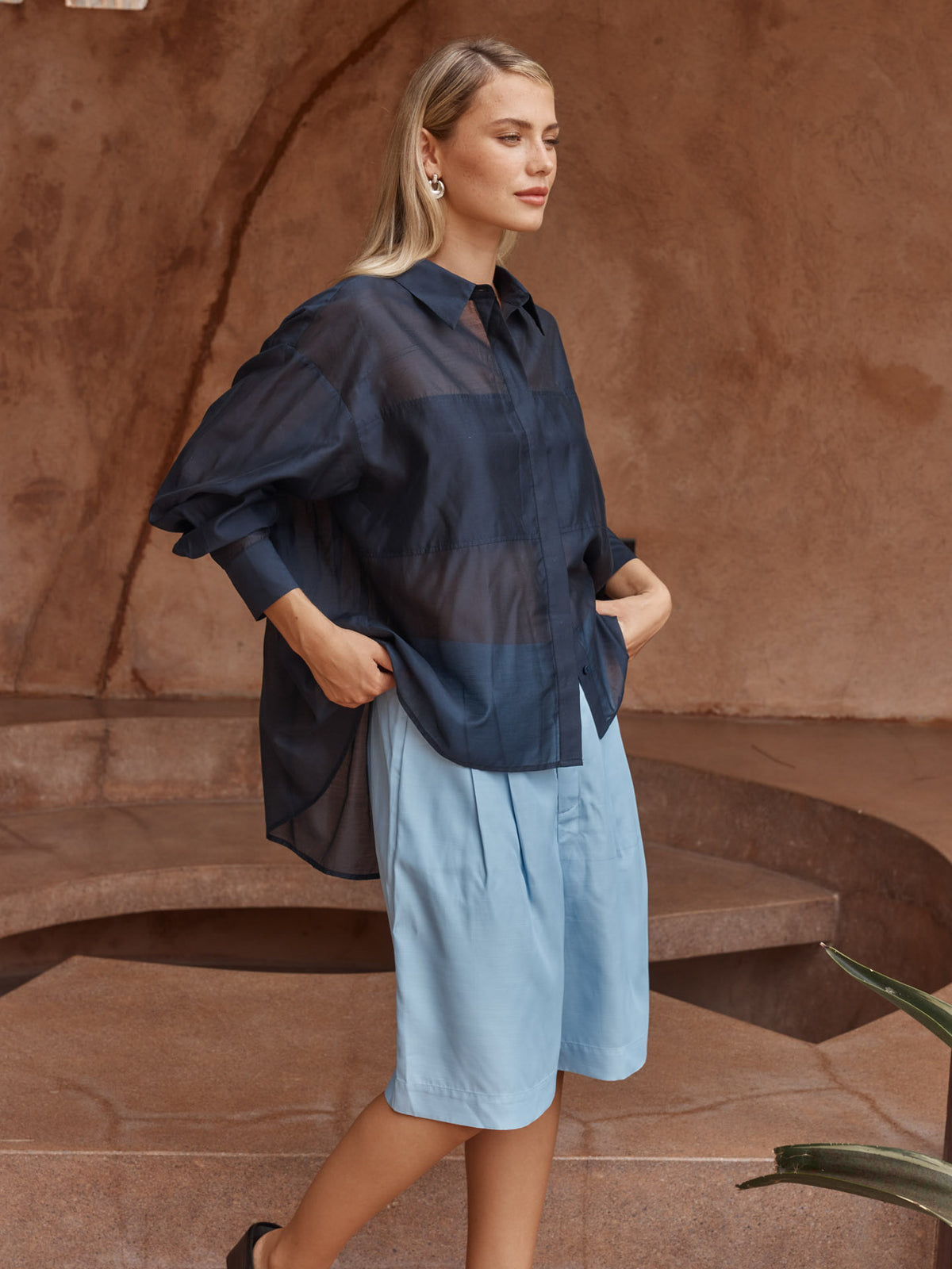 Sass Val Oversized Shirt - Navy