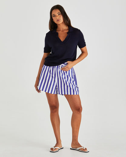Sass Brynne Short Blue Stripe