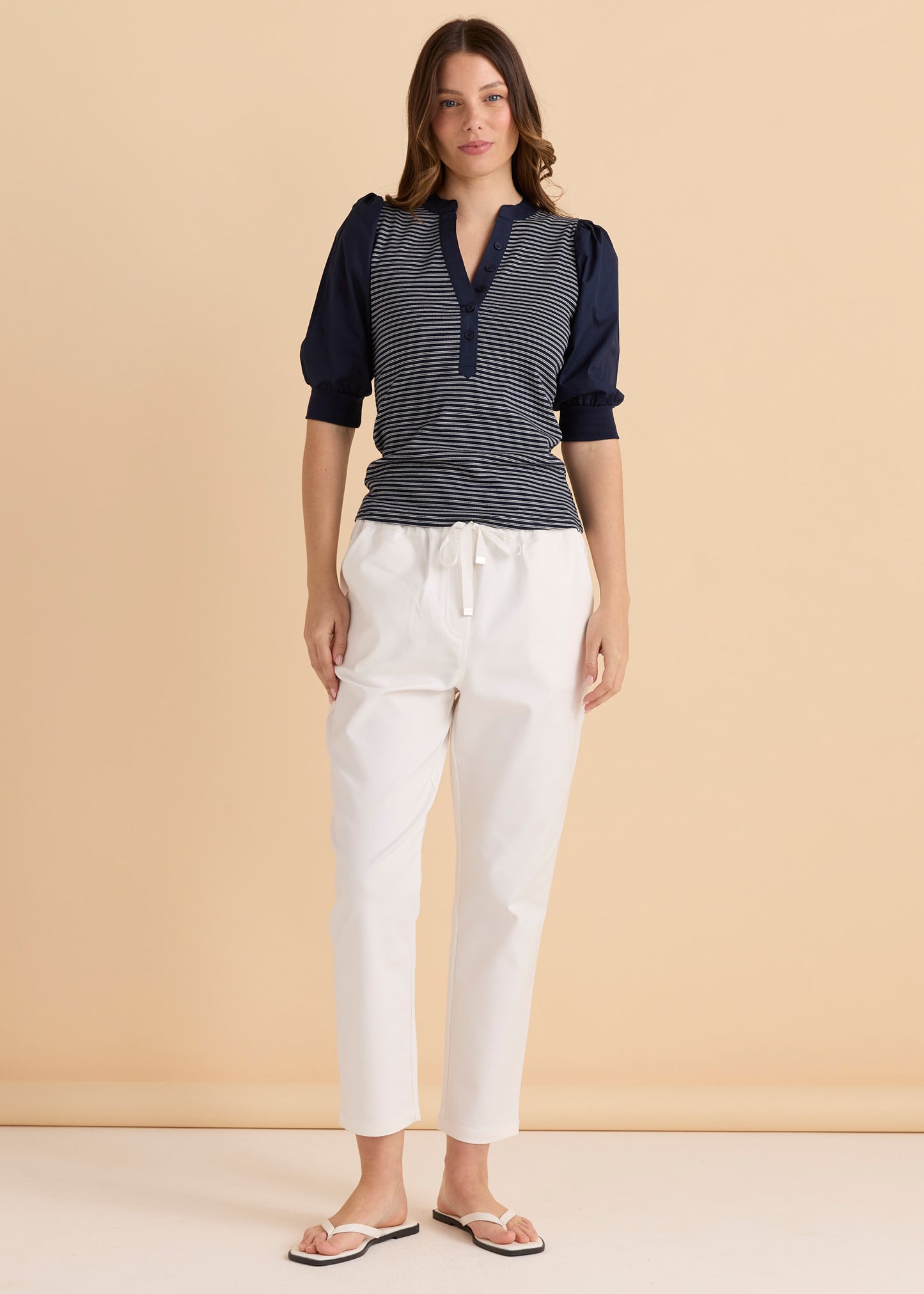 Betty Basics Ralph Rib Top - Navy Stripe