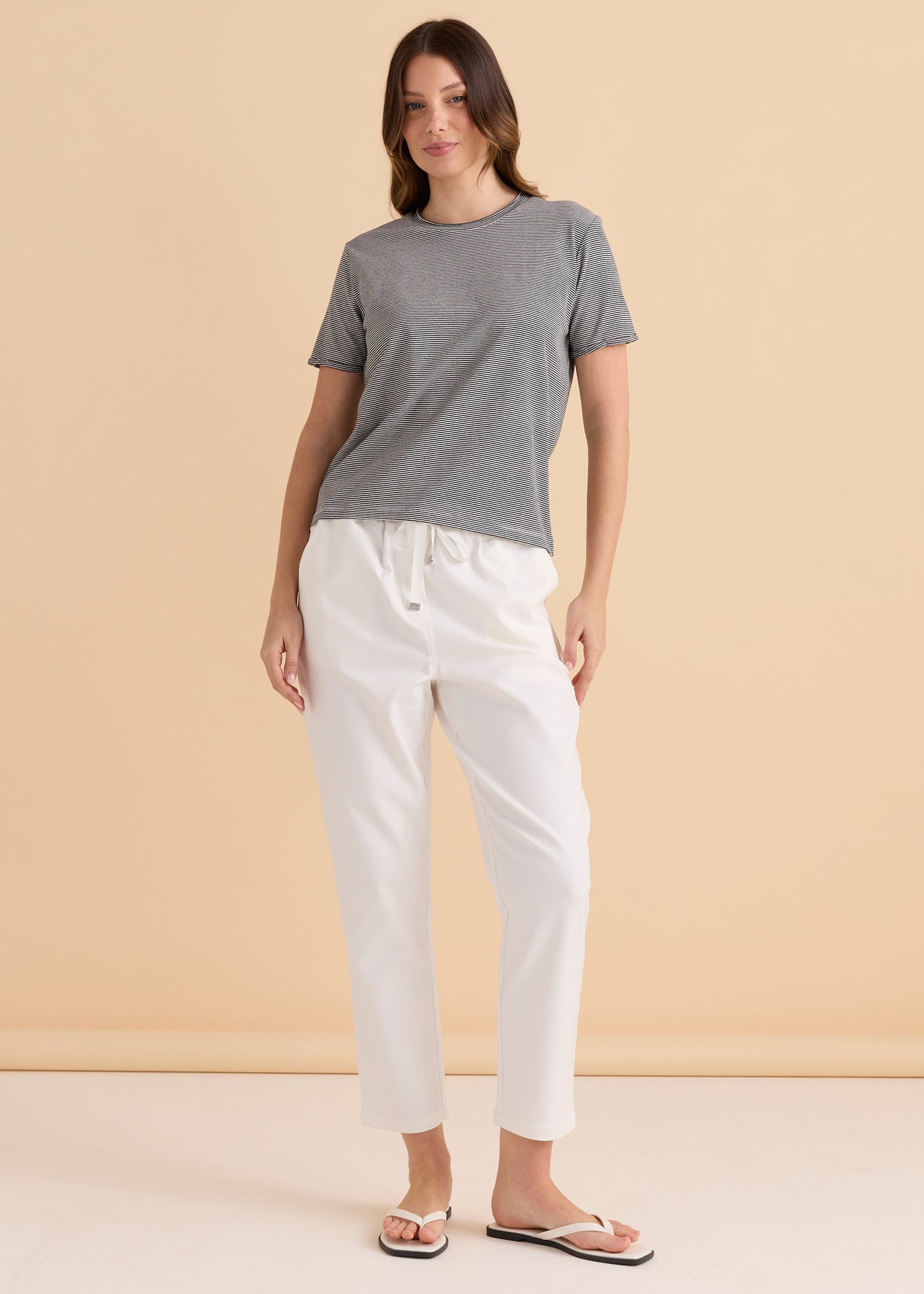 Betty Basics Slim Fit Cotton Tee - Black Stripe