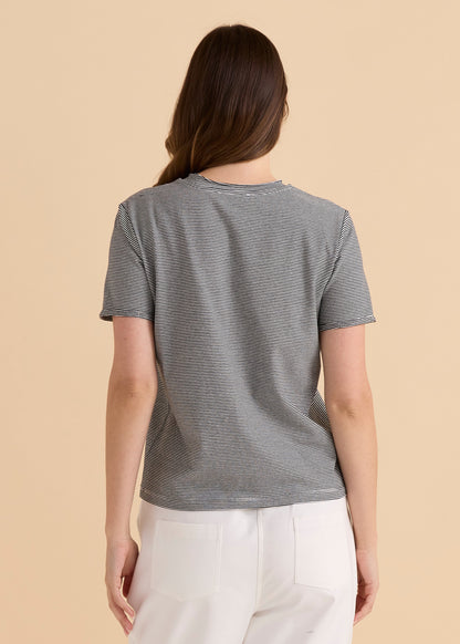 Betty Basics Slim Fit Cotton Tee - Black Stripe