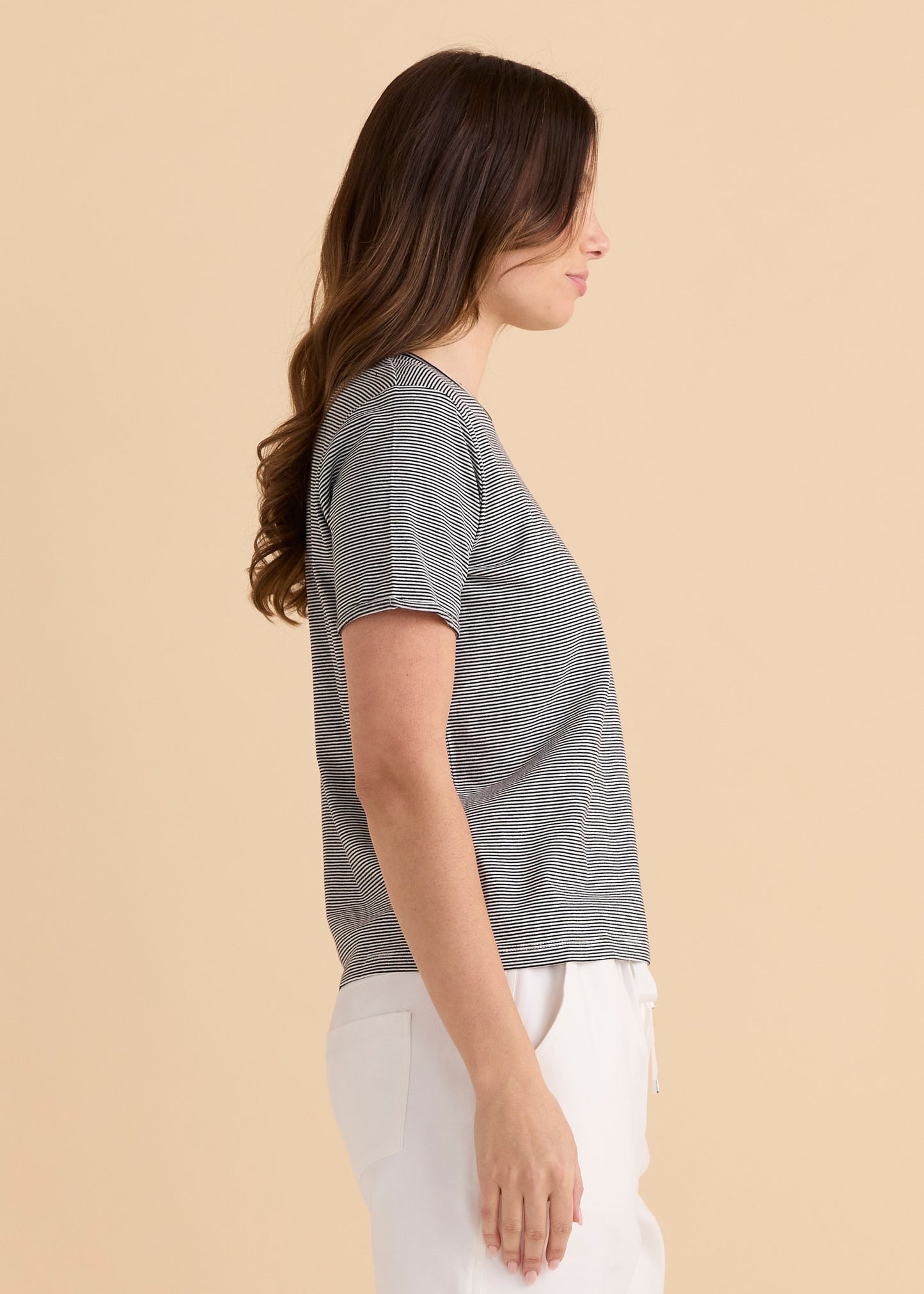 Betty Basics Slim Fit Cotton Tee - Black Stripe