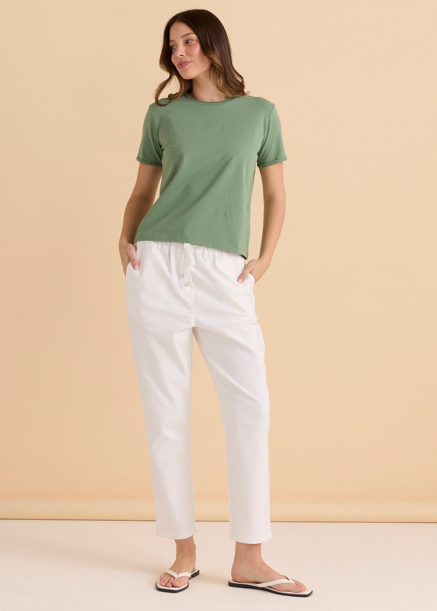 Betty Basics Slim Fit Cotton Tee - Green
