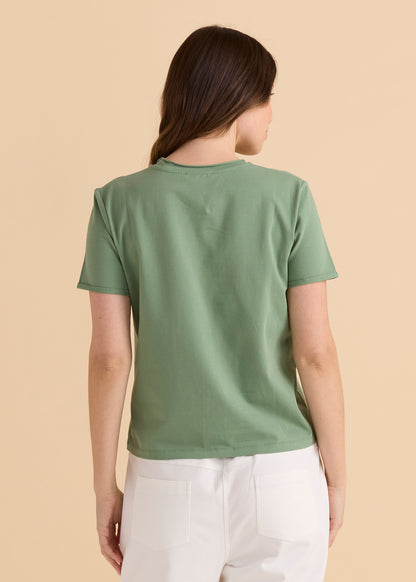 Betty Basics Slim Fit Cotton Tee - Green