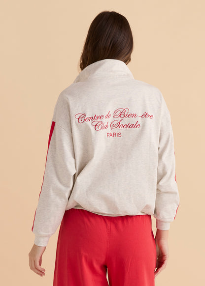 Betty Basics Rocco Quarter Zip Sweatshirt - Grey Marle