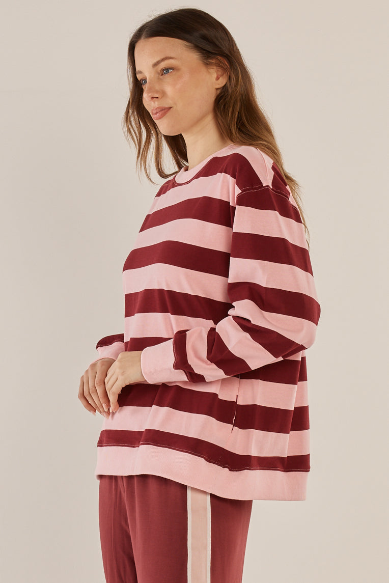 Betty Basics Stazie Sweatshirt - Pink/Red Stripe
