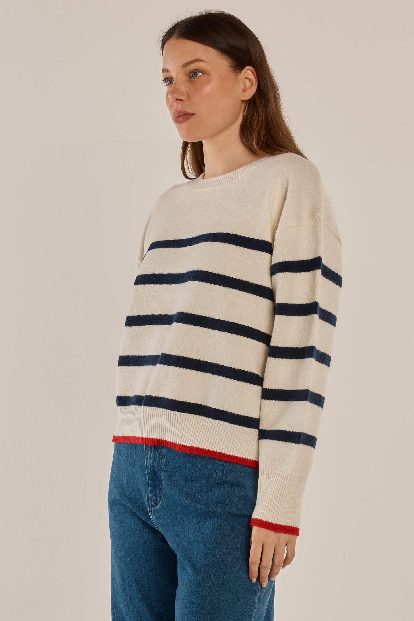 Betty Basics Leonie Knit Sweater - Navy/Off-White Stripe