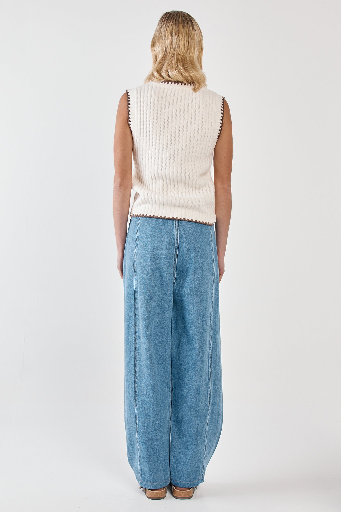 Sass Tonia Knit Vest - Cream/Mushroom