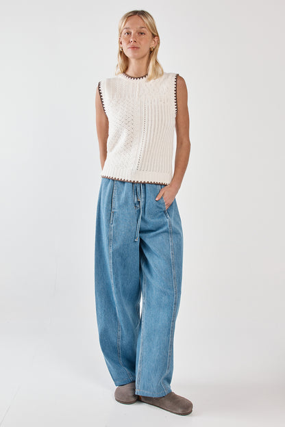 Sass Tonia Knit Vest - Cream/Mushroom