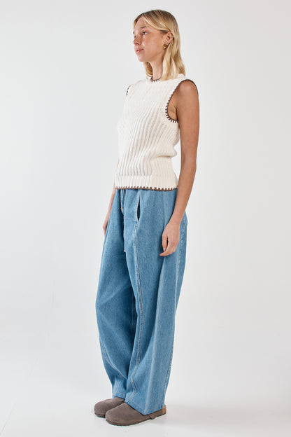 Sass Tonia Knit Vest - Cream/Mushroom
