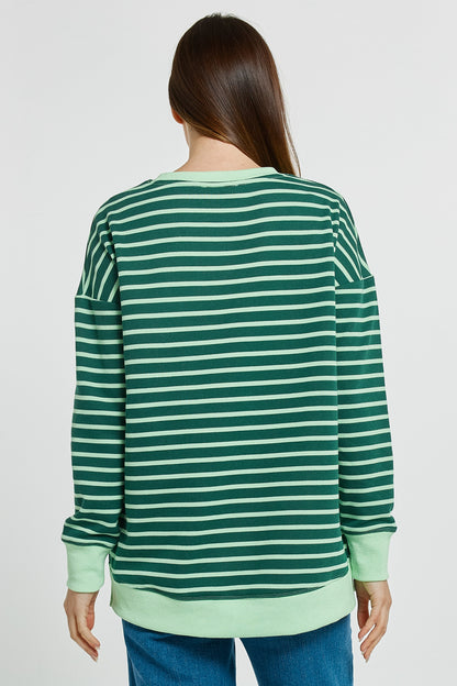 Betty Basics Tide Sweatshirt jumper- Green Stripe