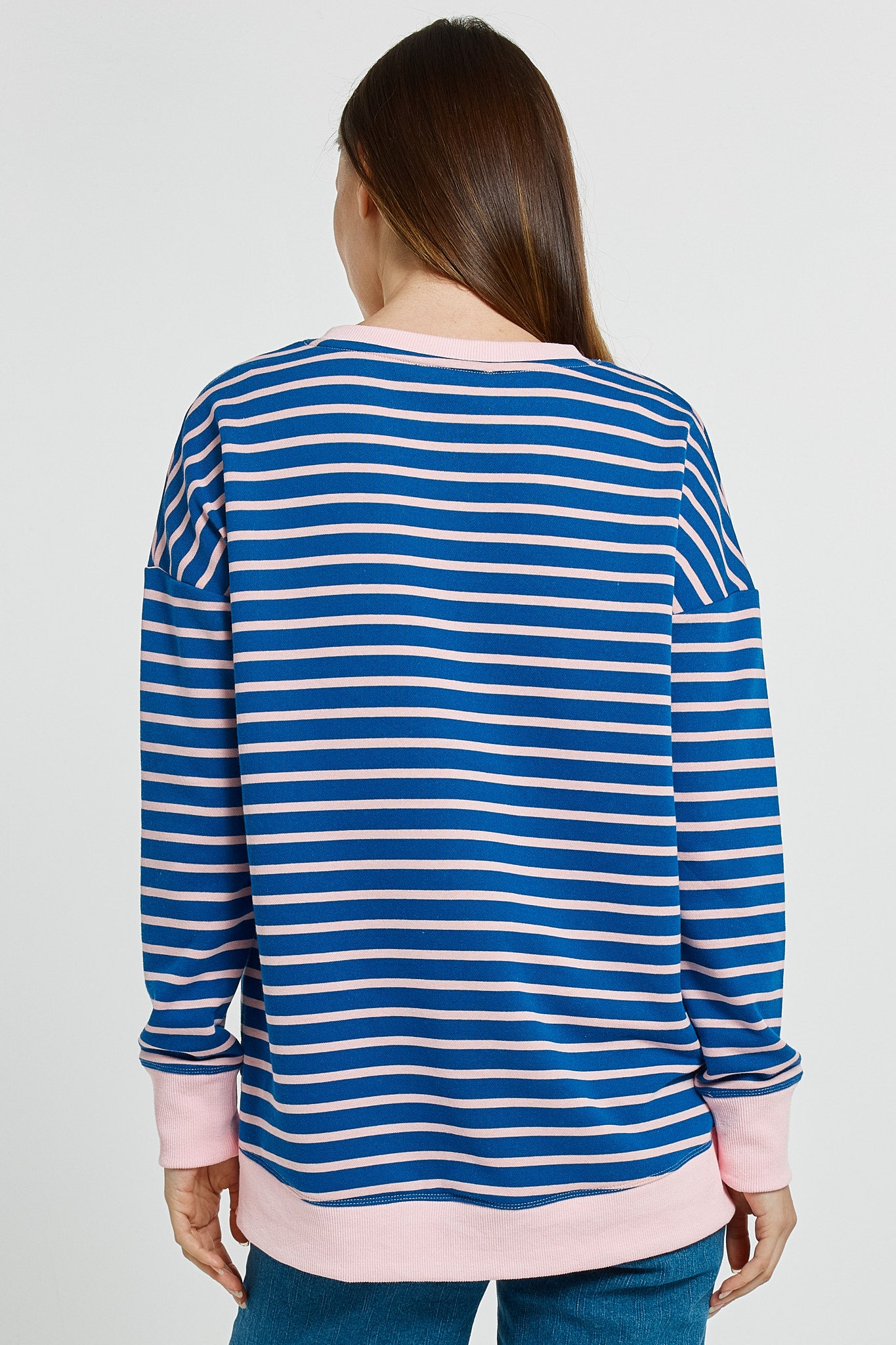 Betty Basics blue and pink striped sweatshirt 