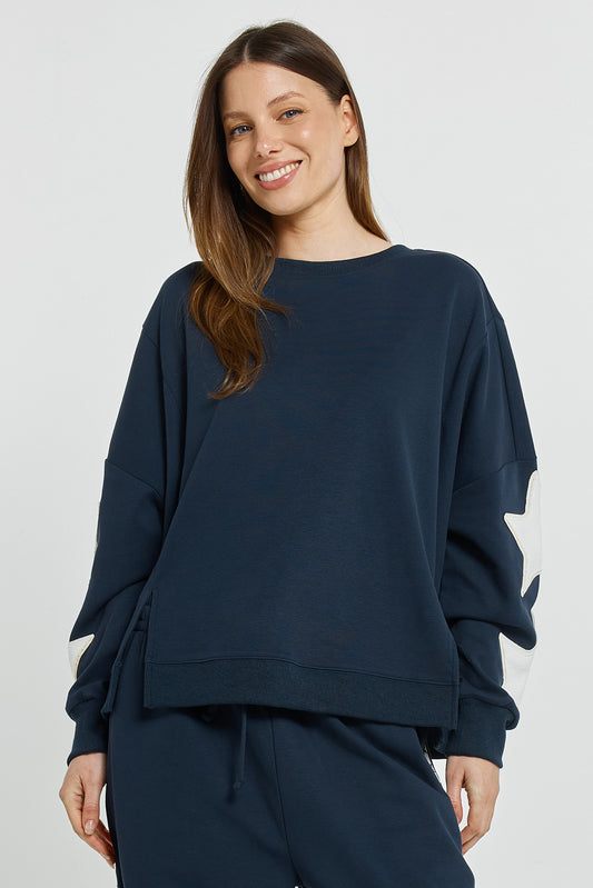 Betty Basics Saskia Star Sweatshirt Navy