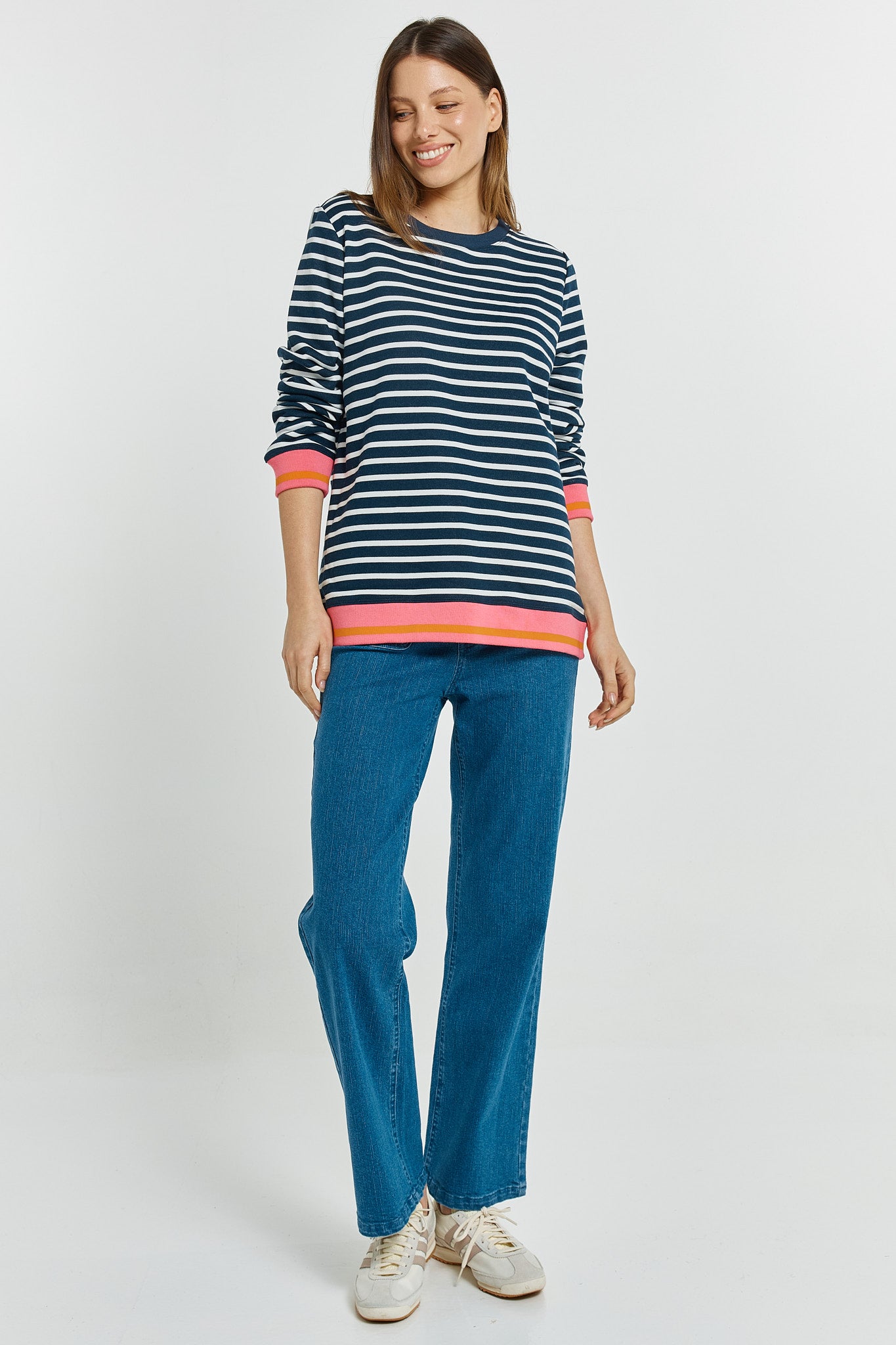 Betty Basics Tyra Navy and White Stripe Sweatshirt