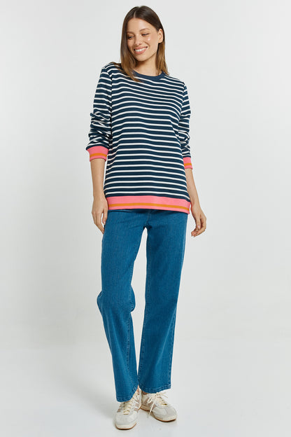 Betty Basics Tyra Navy and White Stripe Sweatshirt