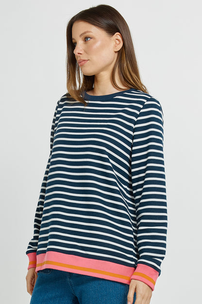 Betty Basics Tyra Sweat - Navy/White Stripe sweatshirt