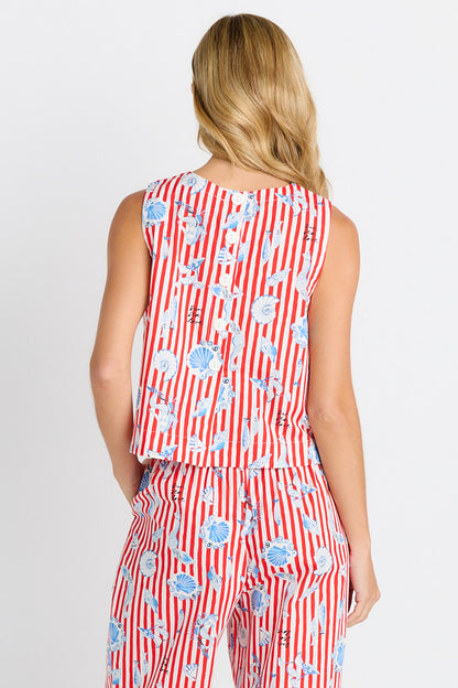 Women’s red striped cotton summer tank top