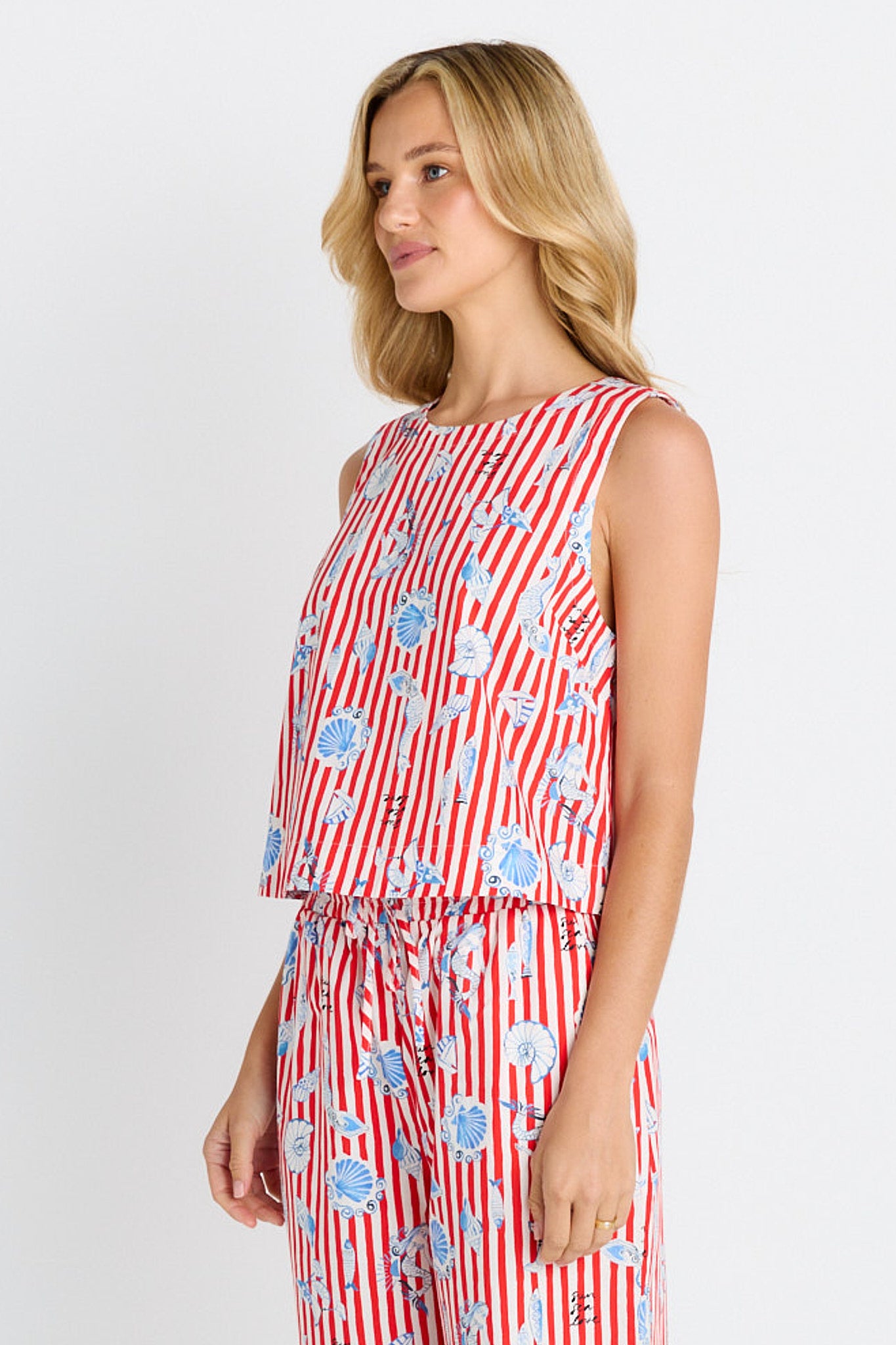 Betty Basics Amalfi print cotton tank top