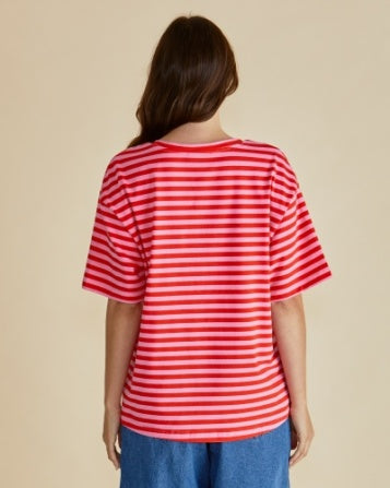 Pink/Red stripe Betty Basics Relax Boxy Tee | Sterling Belle