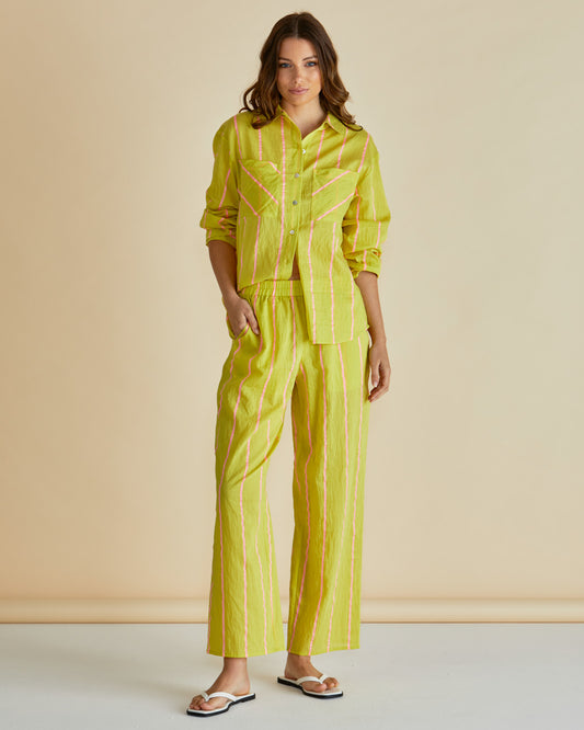 Betty Basics Hayman Pant - Yellow/Pink Stripe
