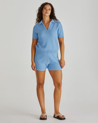 Sass Abbie Knit Polo Blue