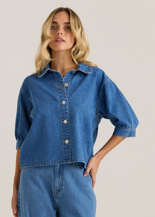 Sass Perri Denim Blouse - Classic Blue Wash