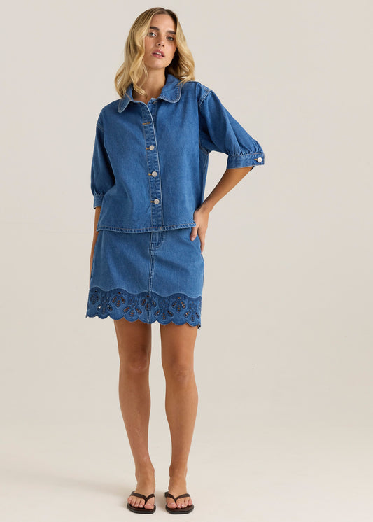 Sass Perri Denim Blouse - Classic Blue Wash