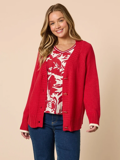 Threadz Back to Love knit Cardi - Red