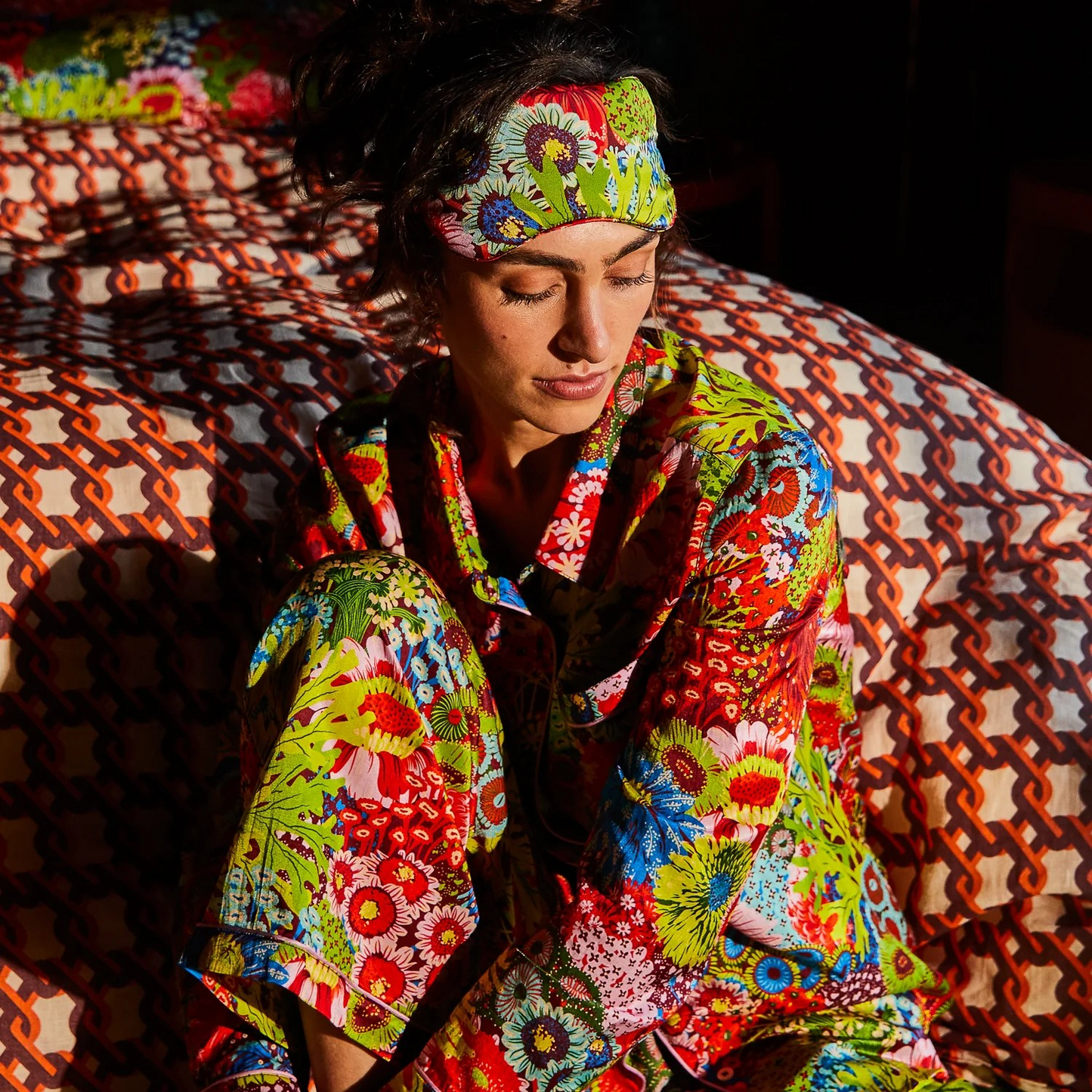 Sage and Clare Coralie Silk Eye Mask - Garnet