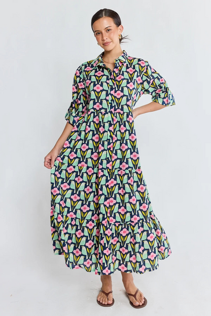 Ibisa Maya Midi Dress - Navy