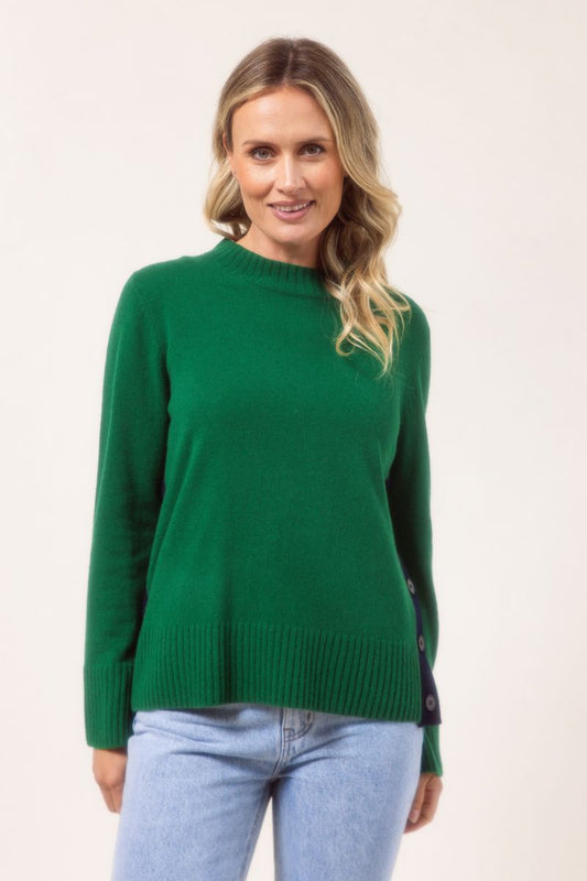 See Saw 100% Merino Wool Contrast Side Green Navy