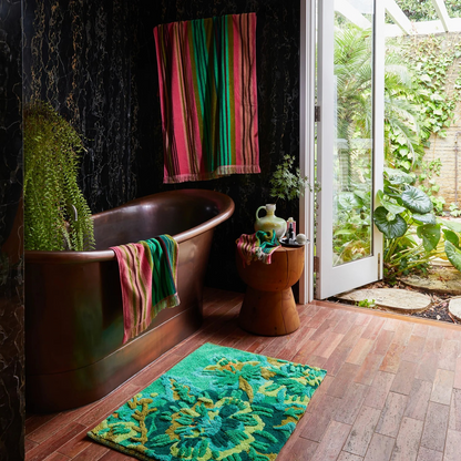 Sage & Clare Nicolette bath sheet Juniper with fringed boho edges