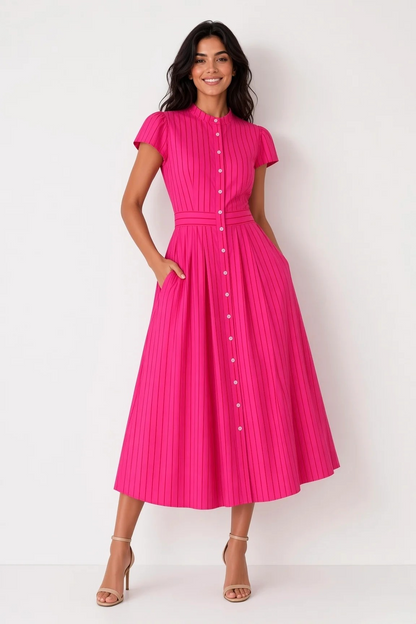 LEONI Australia Lyra Dress Pink/Red Stripe
