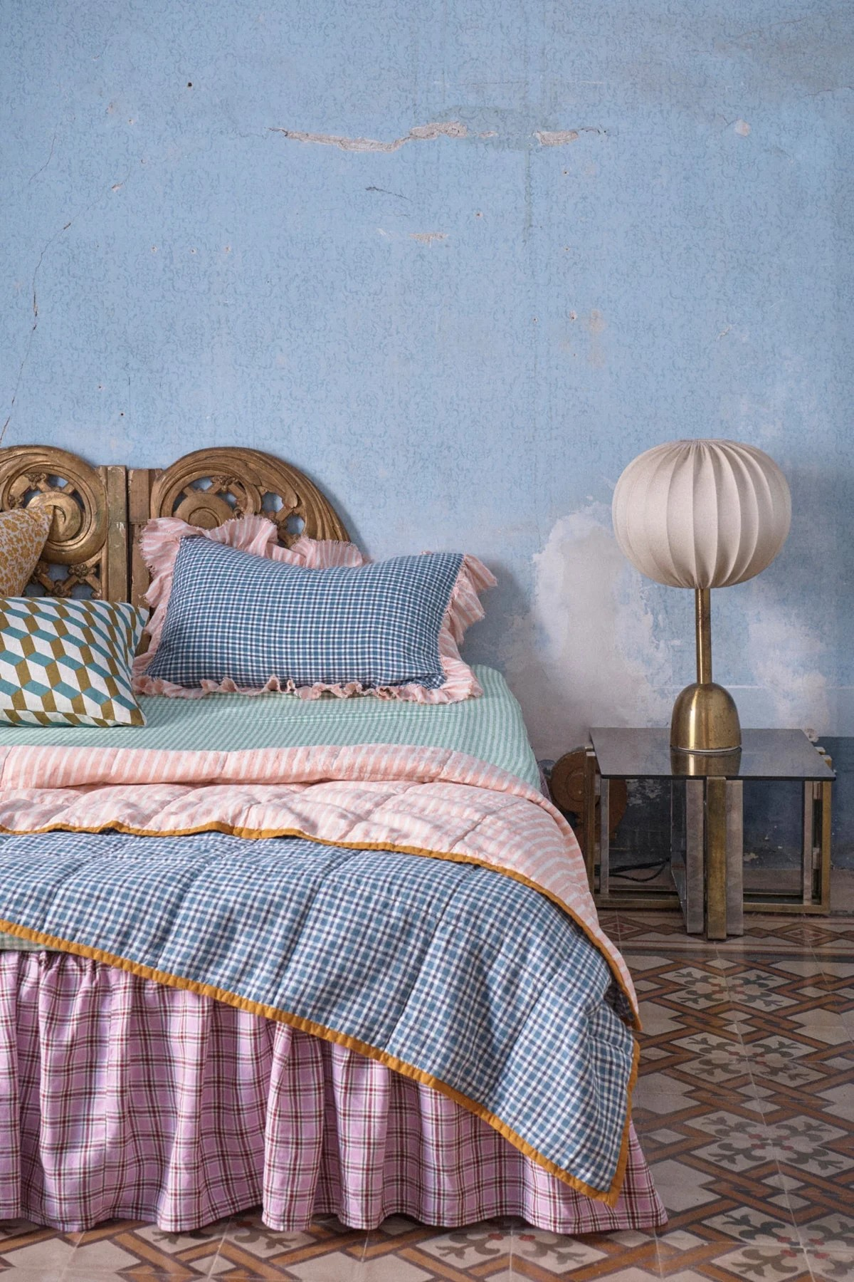 Society Of Wanderers Cafalu Check Full Ruffle Pillowcase