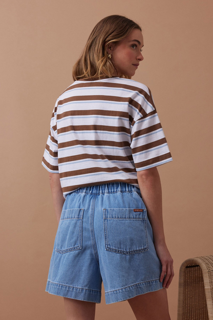 Ceres Life Relaxed Darcy Everyday Short - Mid Blue Wash