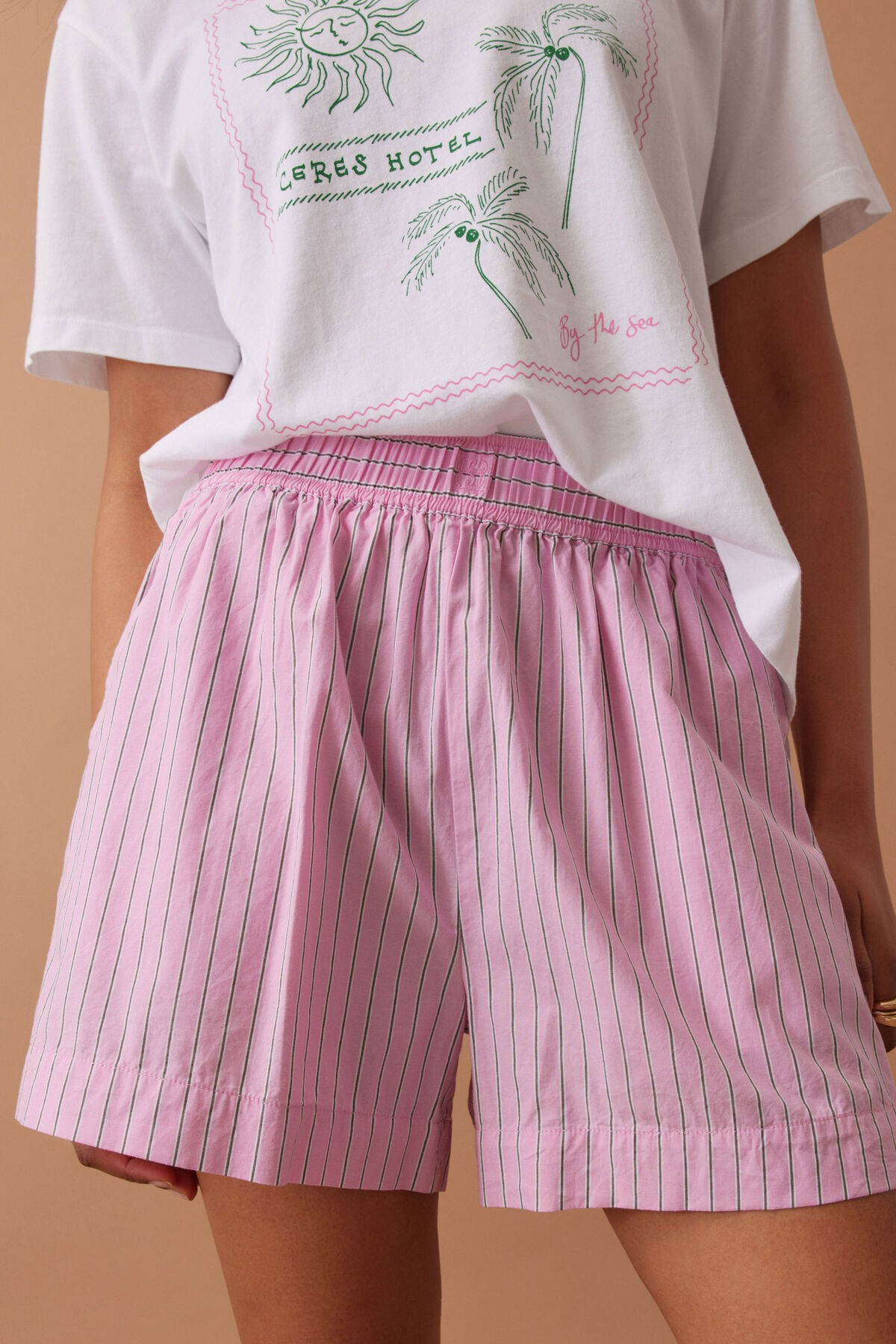 Mila Short Hibiscus Pink Triple Stripe