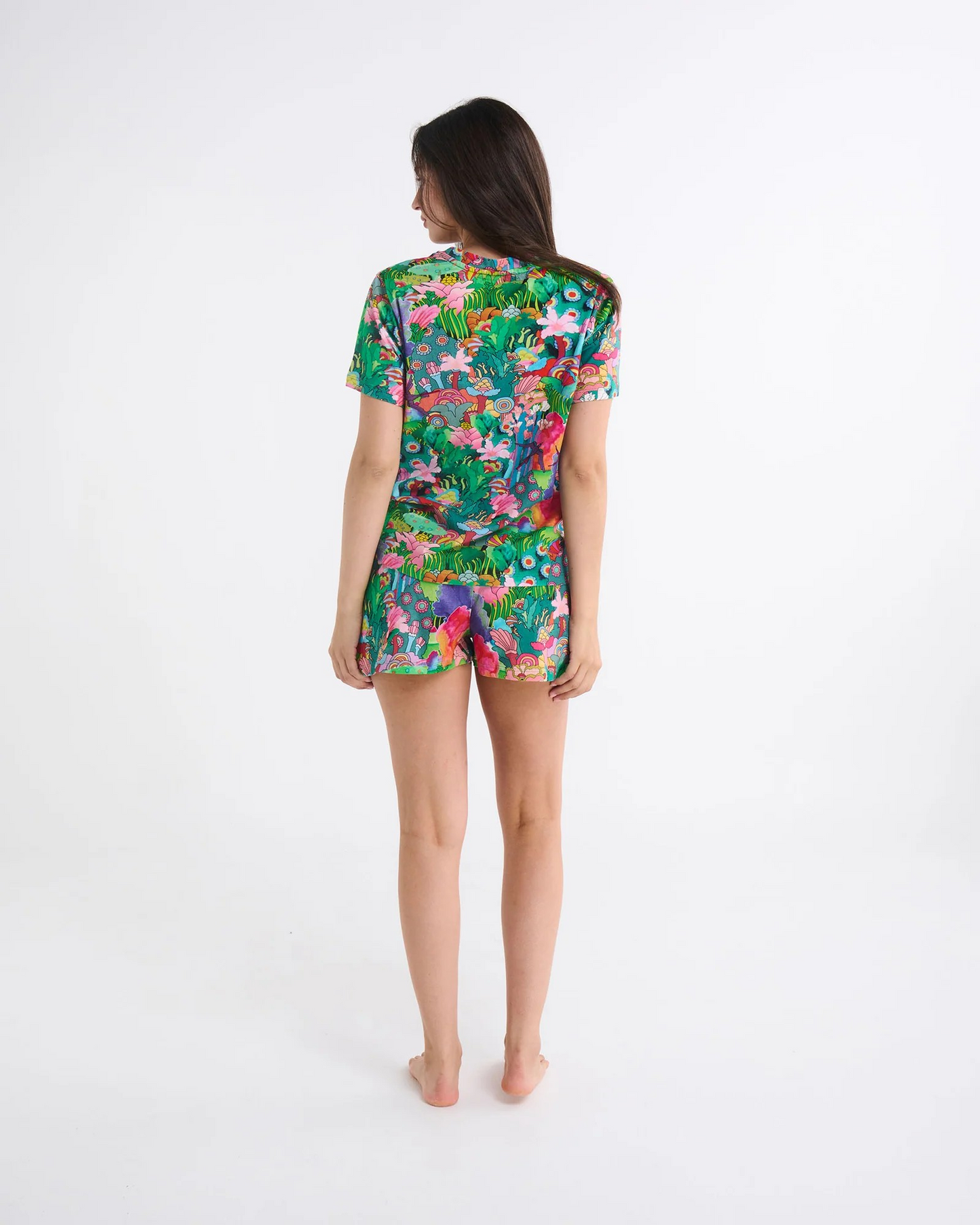 Kip&Co x The Beatles Big Flower Dreamscape Adult Organic Cotton Short Sleeve T-Shirt & Shorts Pyjama Set