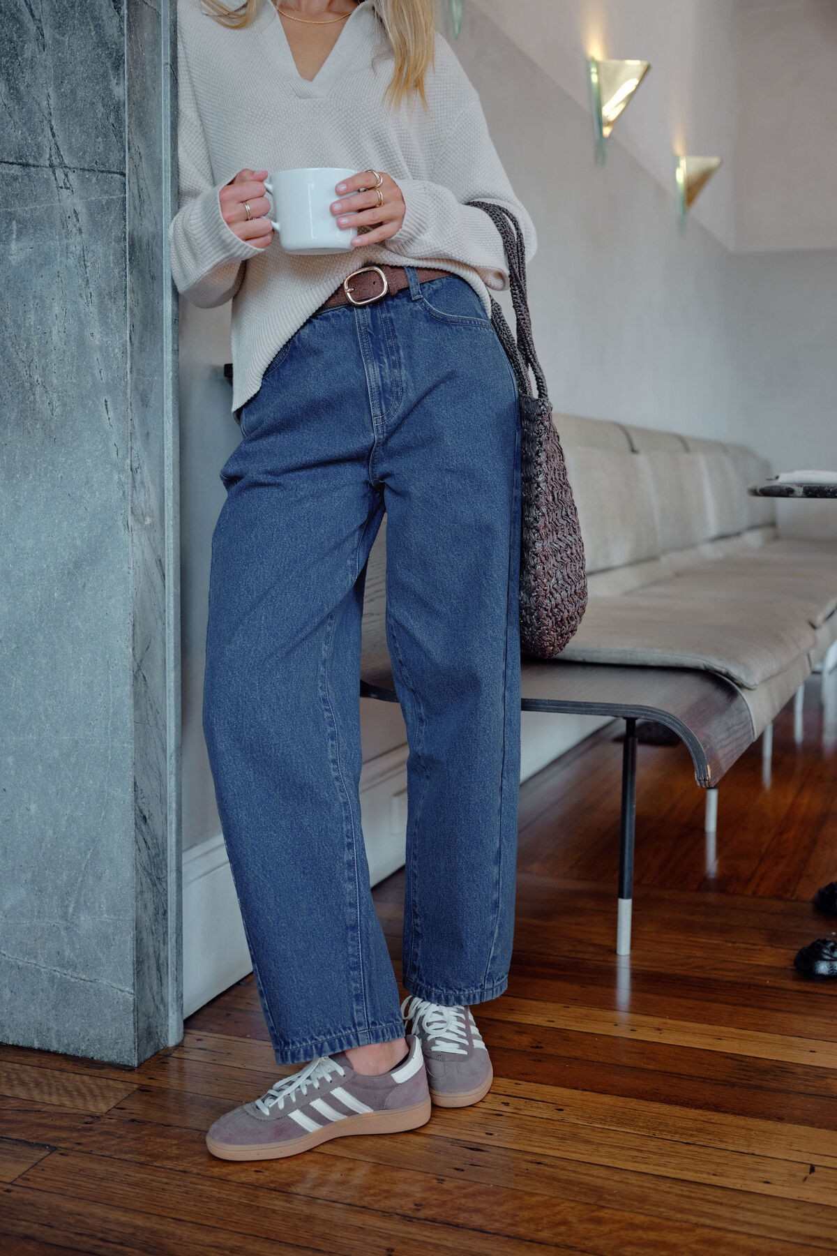 Ceres Life Leah Tapered Barrel Jean - Fresh Indigo
