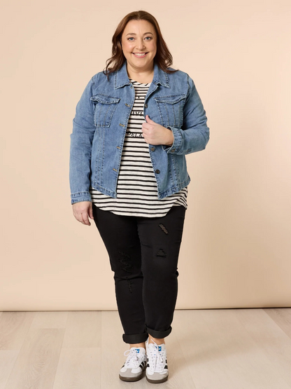 Threadz Retro Denim Jacket Washed Denim