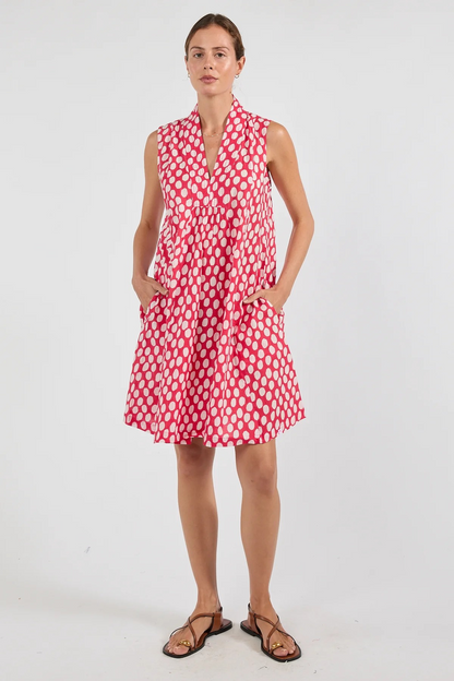 Red and White Polka Dot Print Cotton Summer Dress | Sterling Belle