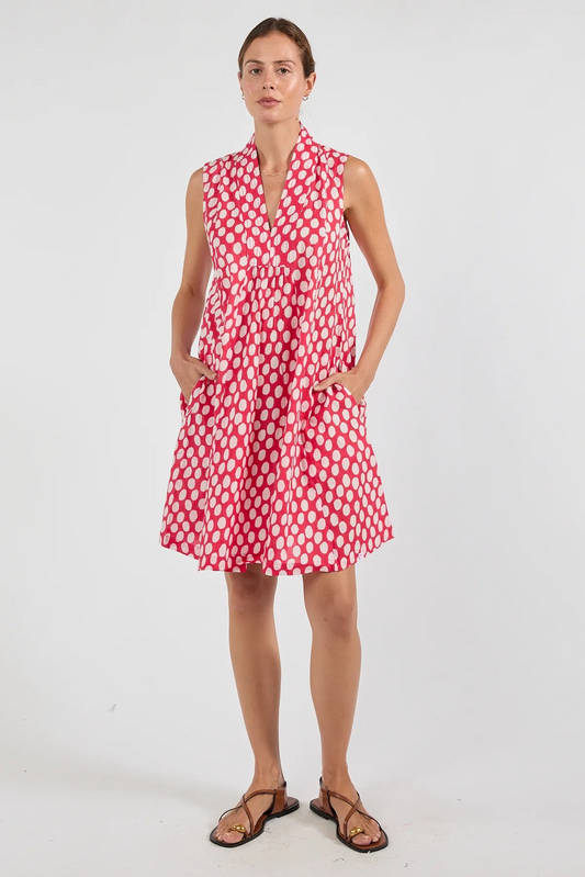 Red and White Polka Dot Print Cotton Summer Dress | Sterling Belle