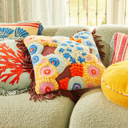 Sage + Clare Cora Tufted Cushion - Garnet