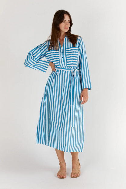 Itami Stripe LS Dress Blue