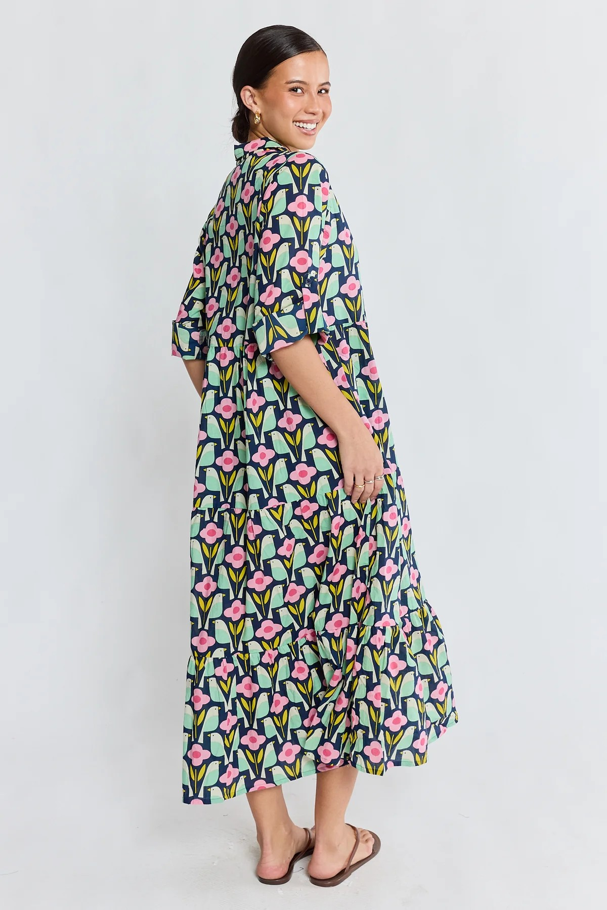 Ibisa Maya Midi Dress - Navy