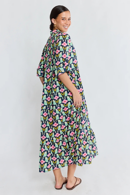 Ibisa Maya Midi Dress - Navy