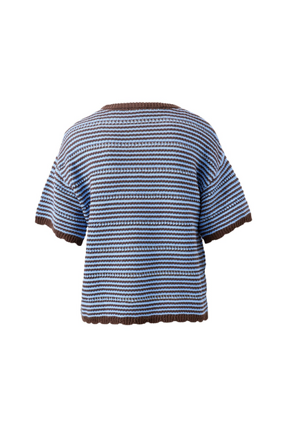 Ceres Life Nina Boxy Knit Tee - Brunette Sky / Blue Stripe