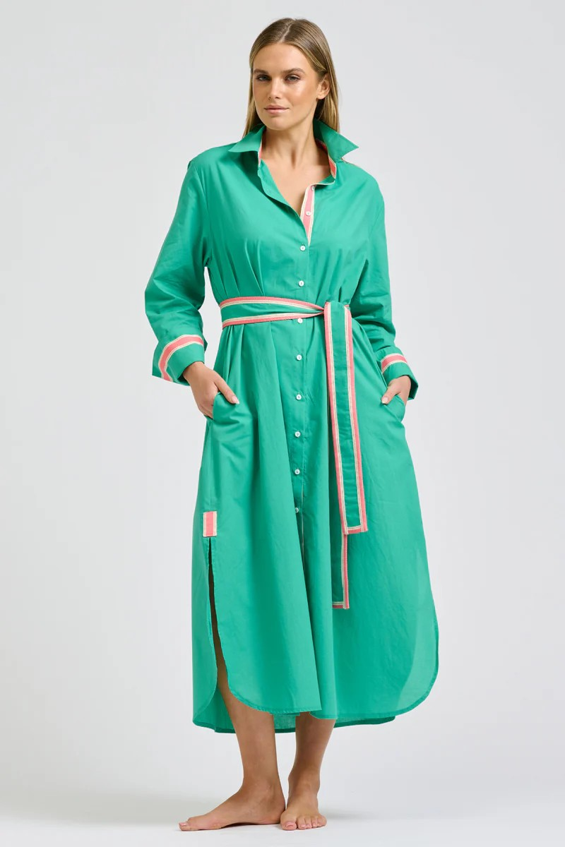 Shirty Pia Longline Shirtdress - Marine Green