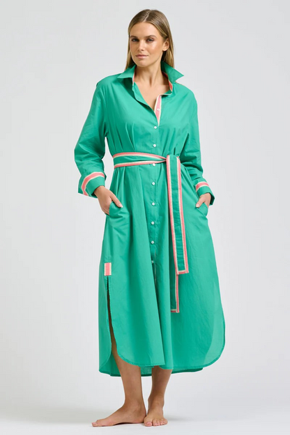 Shirty Pia Longline Shirtdress - Marine Green